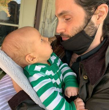 James Badgley with his father Penn Badgley.
